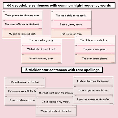 Resource preview 3 for Neutral Long Vowel E Decodable Words and Sentence Cards 