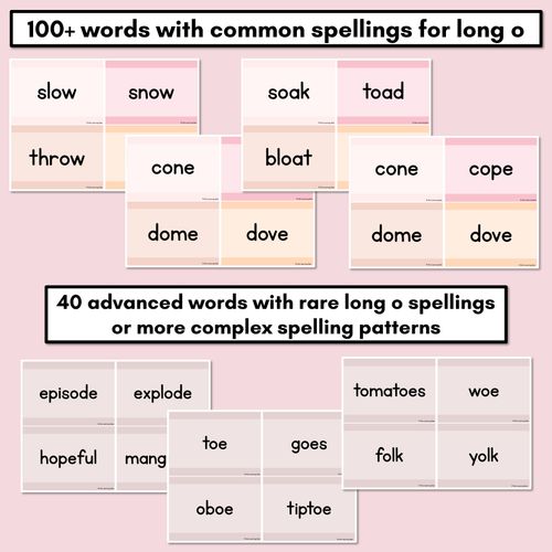 Resource preview 2 for Neutral Long Vowel O Decodable Words and Sentence Cards 