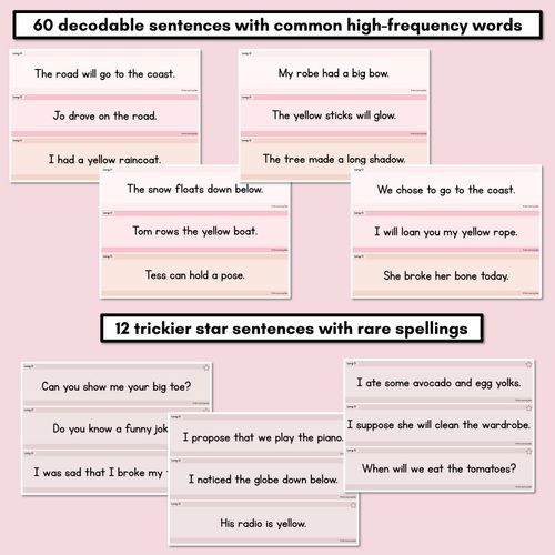 Resource preview 3 for Neutral Long Vowel O Decodable Words and Sentence Cards 