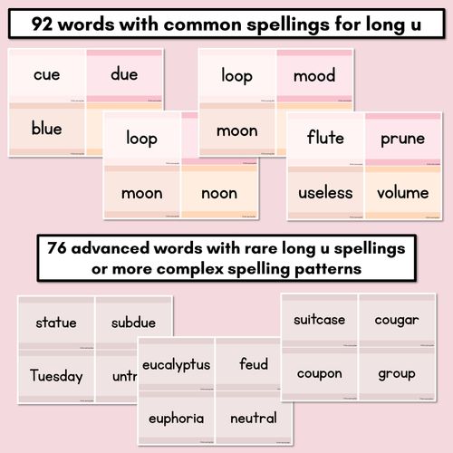 Resource preview 2 for Neutral Long Vowel U Decodable Words and Sentence Cards 