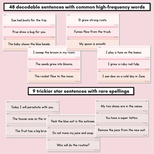 Resource preview 3 for Neutral Long Vowel U Decodable Words and Sentence Cards 