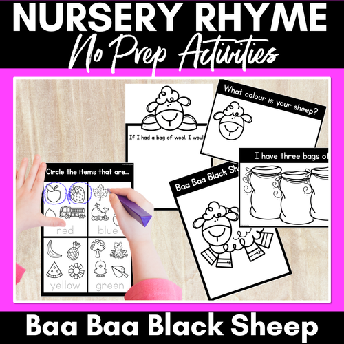 Resource preview 1 for Baa Baa Black Sheep Nursery Rhyme Worksheets