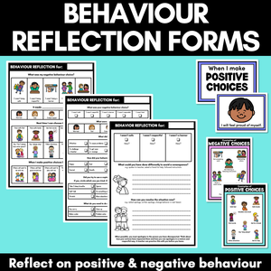 Behaviour Consequence Reflection Forms | Positive & Negative Behaviour Choices