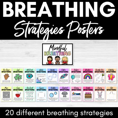 Resource preview 1 for Rainbow Breathing Exercises for Kids - Mindful Breathing Strategies Posters