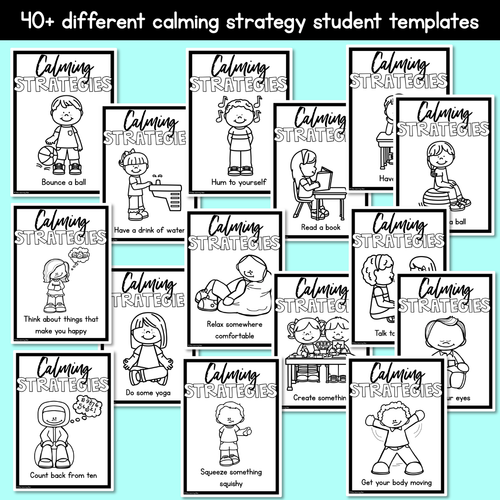 Resource preview 3 for Calming Strategies for Children - Black and White Student Templates