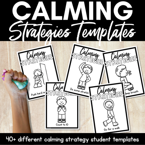 Resource preview 1 for Calming Strategies for Children - Black and White Student Templates