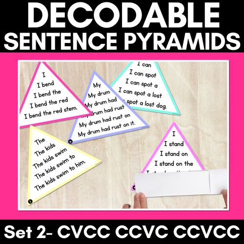 Resource preview 1 for Decodable CVCC CCVC CCVCC Sentences Pyramids - Phonics Fluency