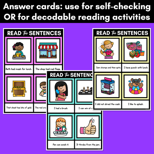 Resource preview 4 for CH SH TH WH Decodable Sentences Mats - Read & Match