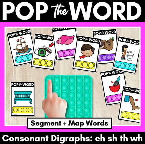 Resource preview 1 for CH SH TH WH WORDS POPPIT TASK CARDS - Phonemic Awareness + Word Mapping