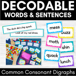 Decodable Words and Sentence Cards | Common Consonant Digraphs