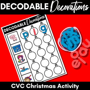Christmas Activities Kindergarten | CVC Word Mats