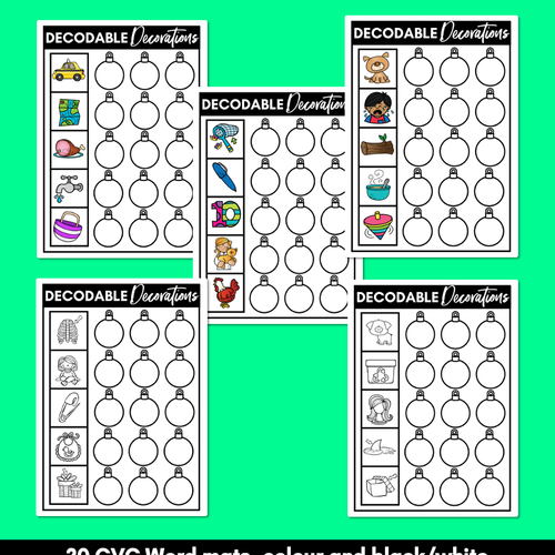 Resource preview 3 for Christmas Activities Kindergarten | CVC Word Mats