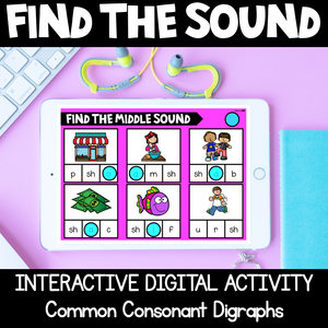 Digital Phonics Slides for Common Digraphs | Beginning, Middle & End Sounds