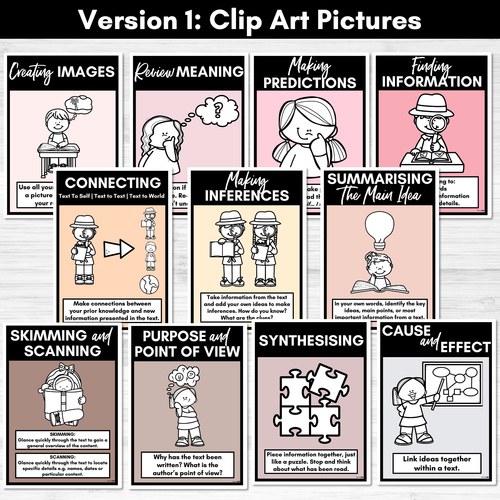 Resource preview 2 for Reading Comprehension Strategies Posters NEUTRALS