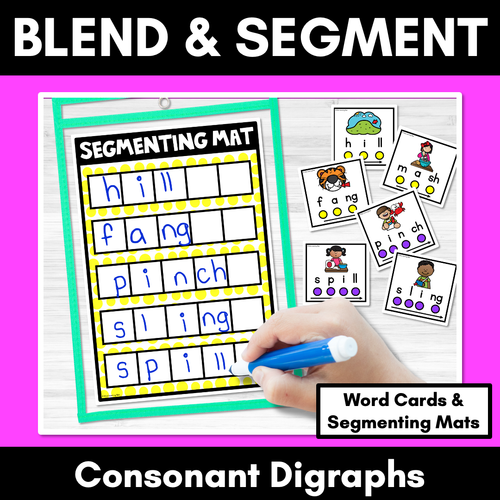 Resource preview 1 for Blend & Segment Consonant Digraph Words - Sound Button Cards + Segmenting Mats