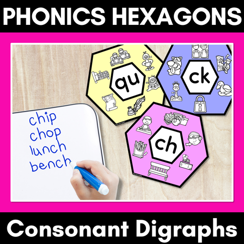 Resource preview 1 for Consonant Digraph Words Phonics Activity - Phonics Hexagons