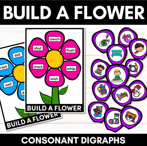 Resource preview 1 for Consonant Digraph Words - BUILD A PHONICS FLOWER Phonics Game