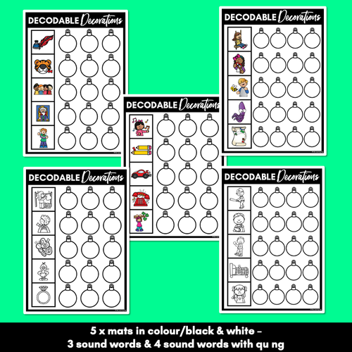 Resource preview 3 for Christmas Phonics Activities - Consonant Digraphs QU NG Word Mats