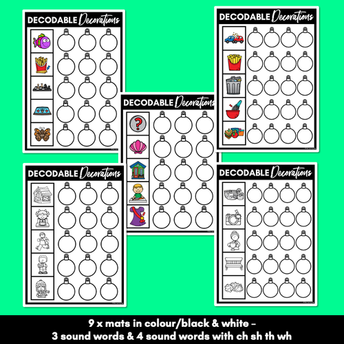 Resource preview 4 for Christmas Phonics Activities - Consonant Digraphs CH SH TH WH Word Mats