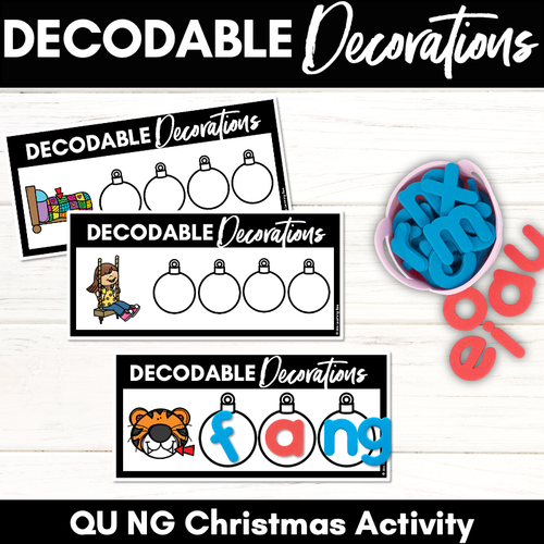 Resource preview 1 for Christmas Phonics Activities - Consonant Digraphs QU NG Word Mats