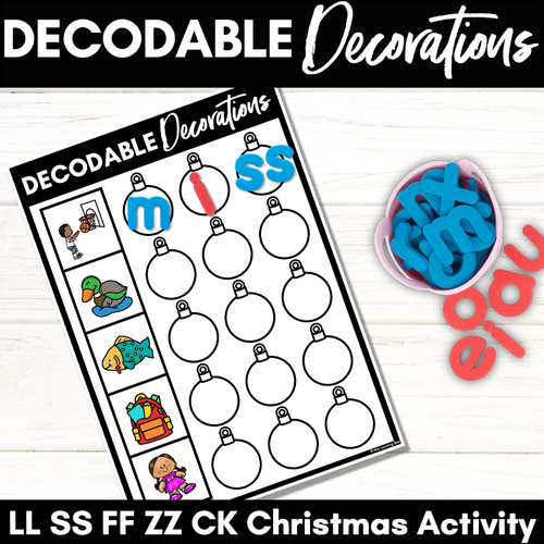 Resource preview 2 for Christmas Phonics Activities - Consonant Digraphs LL SS FF ZZ CK Word Mats