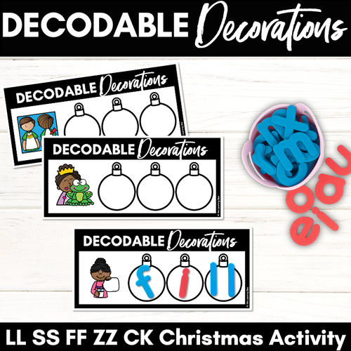 Resource preview 1 for Christmas Phonics Activities - Consonant Digraphs LL SS FF ZZ CK Word Mats