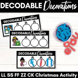 Christmas Phonics Activities - Consonant Digraphs LL SS FF ZZ CK Word Mats