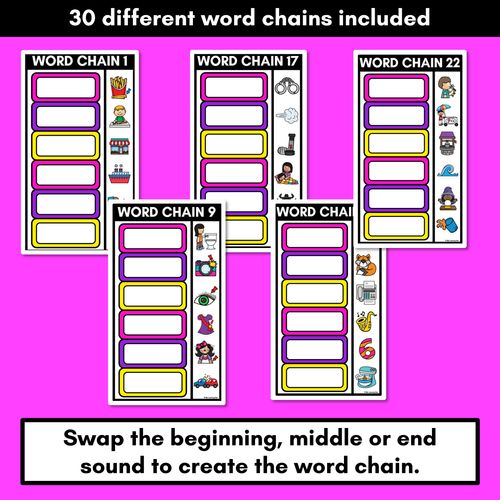 Resource preview 2 for Consonant Digraph Word Chains for Beginning, Middle & End Sounds-Decodable Activities 