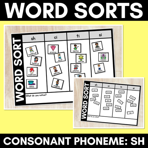 Resource preview 1 for CONSONANT PHONEME SH WORD SORT