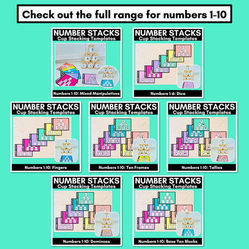 Resource preview 4 for Number Stacks - Cup Stacking Templates - Numbers 1-10 - FINGERS