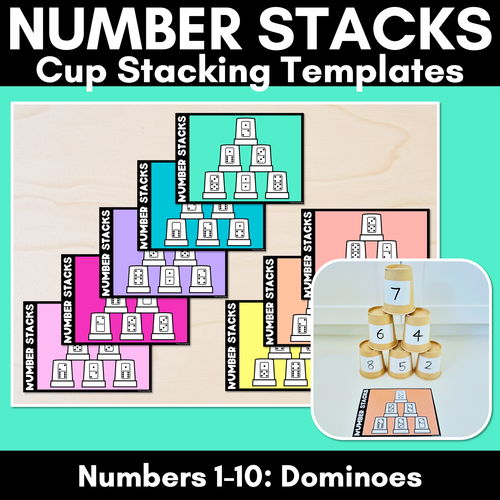 Resource preview 1 for Number Stacks - Cup Stacking Templates - Numbers 1-10 - DOMINOES
