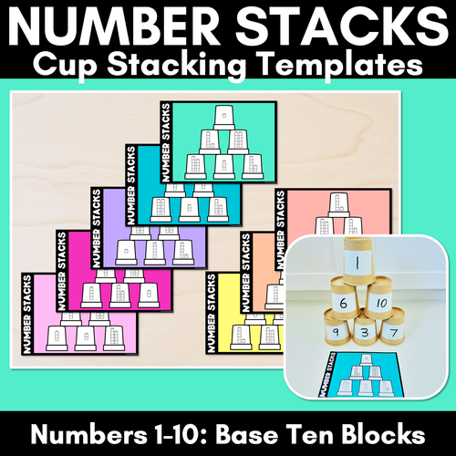 Resource preview 1 for Number Stacks - Cup Stacking Templates - Numbers 1-10 - BASE TEN BLOCKS