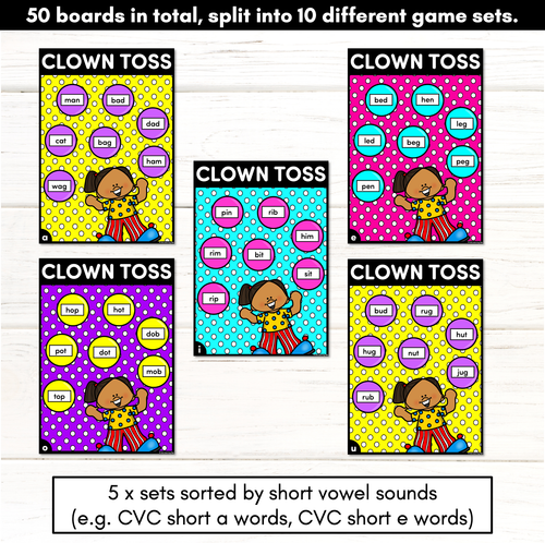 Resource preview 3 for CLOWN TOSS | CVC Phonics Game