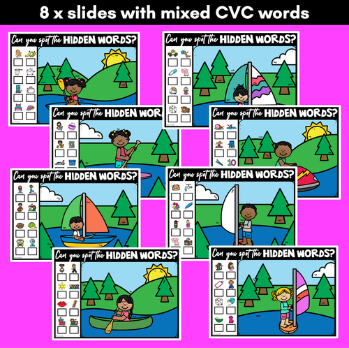 Resource preview 3 for HIDDEN CVC WORD SLIDES - Digital Phonics Game for CVC words