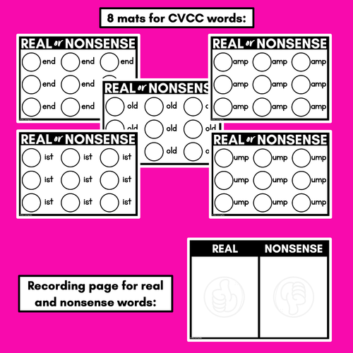 Resource preview 4 for CVC CVCC WORDS GAME - Real or Nonsense?