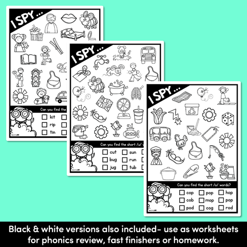Resource preview 2 for I SPY for CVC Words - Kindergarten Phonics Templates