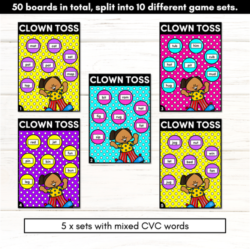 Resource preview 4 for CLOWN TOSS | CVC Phonics Game