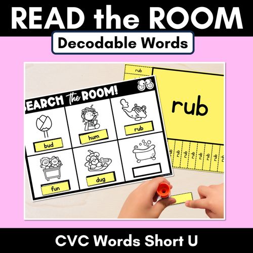 Resource preview 1 for READ THE ROOM - Decodable Words Phonics Activity - CVC Short U Words 