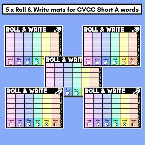 Resource preview 2 for ROLL & WRITE PHONICS ACTIVITY MATS - CVCC CCVC Short A words 