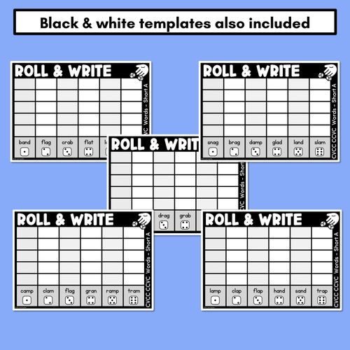 Resource preview 3 for ROLL & WRITE PHONICS ACTIVITY MATS - CVCC CCVC Short A words 