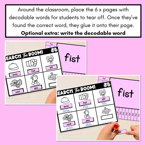 Resource preview 4 for READ THE ROOM - Decodable Words Phonics Activity - CVCC CCVC Short I Words 
