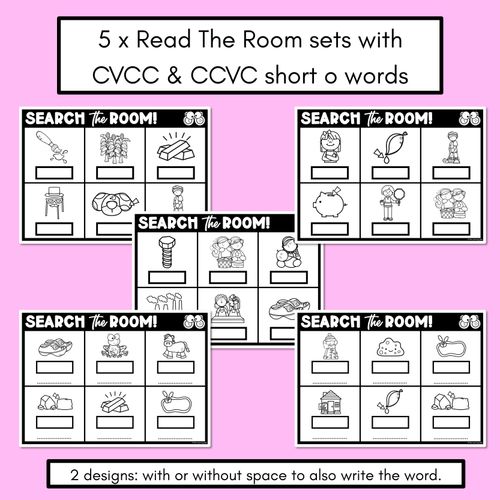 Resource preview 2 for READ THE ROOM - Decodable Words Phonics Activity - CVCC CCVC Short O Words 