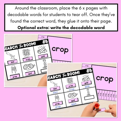 Resource preview 4 for READ THE ROOM - Decodable Words Phonics Activity - CVCC CCVC Short O Words 