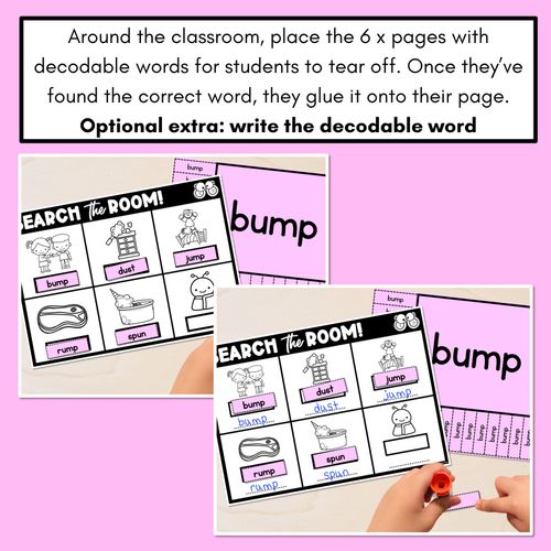 Resource preview 4 for READ THE ROOM - Decodable Words Phonics Activity - CVCC CCVC Short U Words