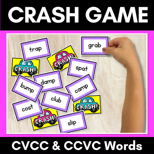 Resource preview 1 for CVCC CCVC WORDS CARD GAME - Crash CVCC and CCVC Activity