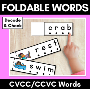 CVCC CCVC & CCVCC Words Foldable Strips - Decodable Words for Kindergarten