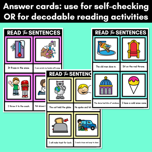 Resource preview 4 for Long Vowel O Decodable Sentences Mats - Read & Match
