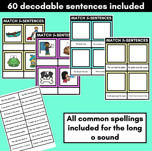 Resource preview 3 for Long Vowel O Decodable Sentences Mats - Read & Match