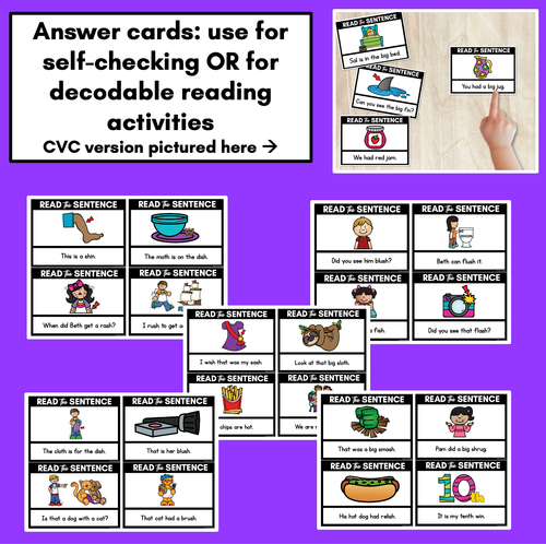 Resource preview 3 for CH SH TH WH Decodable Sentences - Read, Match & Write