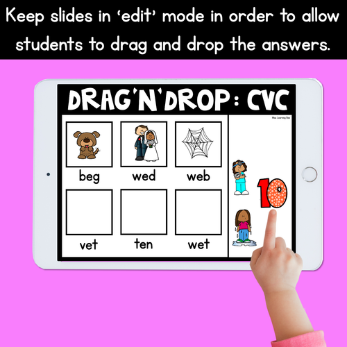 Resource preview 2 for DRAG AND DROP THE CVC WORD | PowerPoint